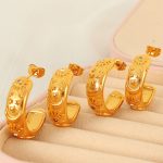 French Style New Court Sun Pattern Earrings Fashionable Three-Dimensional Star Moon