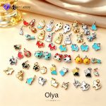 Cute Colorful Kitten Puppy Animal Series Pendant Stainless Steel 18K Gold Plating DIY Accessories