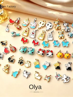 Cute Colorful Kitten Puppy Animal Series Pendant Stainless Steel 18K Gold Plating DIY Accessories
