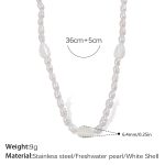 color: XL551WEG White Shell Freshwater Pearl Necklace