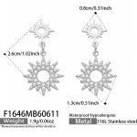 color: F1646-Inlaid Zircon Steel Color Pendant Earrings