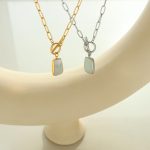 Minimalistic Personalized Natural White Sea Shell OT Buckle Long Board Pendant Necklace Colorful Glossy Elegant Earrings Jewelry Set
