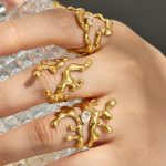 Irregular Inlaid Zircon Ring Stainless Steel Simple Advanced Ornament Female Ring Suit