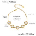 color: TXE513-White Glass Stone Gold Bracelet 16.5+5cm