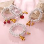 Fresh Sweet Cool Girl DIY Bear Fruit Pendant Elastic Hair Ring Bracelet Dual Purpose Hair Accessories