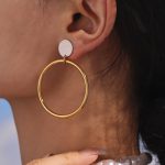 18K Real Gold Stainless Steel round Ring Earrings Ring Ear Studs Earrings Color Retention Ornament