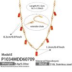 color: P1034-E Style Zircon Red Color Glass Stone Gold Necklace -46+6cm