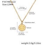 color: P367-Round Diameter 12mm Gold Necklace 41+5cm