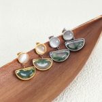 New Chinese Style National Temperament Non-Fading Earrings Natural Resin Opal Middle Ancient Glaze Gold Plated Ear Rings
