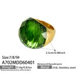 color: A702-Green Color Glass Stone Ring / size: US 7