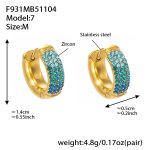 color: F931-7 Deep Blue Zircon Earrings -Medium