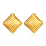 color: Stamped Square Cutout Earrings Gold MS-387