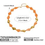 color: TXP600-Champagne Color Resin Gold Necklace -44.5+5cm