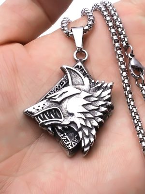 Wolf-shaped jewelry, vintage accessories, personalized punk, men's Viking wolf jewelry, hip-hop stainless steel