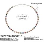 color: TXP129-Steel Color Multicolor Zircon Necklace -37+12cm