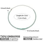 color: TXP610-Green Zircon Steel Color Necklace -30+12cm