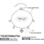 color: TXE401-Four-petal Flower Zircon Steel Color Bracelet -17+5cm