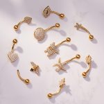 Full Zirconium Heart-Shaped through Hole round Beads More than Navel Stud Styles Stainless Steel Piercing Ornaments Navel Ornaments Flashing