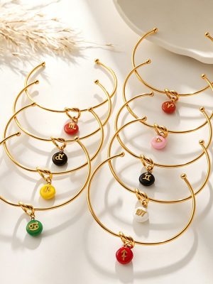 Small Fresh Color Twelve Constellation Pendant Knotted Bracelet Stainless Steel 18K Gold Plating All-Match Jewelry