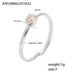 color: A953-Steel Color White Zircon Ring / size: US 7