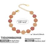color: TXE609-Rose Red Zircon Gold Bracelet -17+5cm