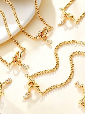 Inlaid Zircon Digital Pendant Knotted Bracelet Stainless Steel Plated 18K Gold Light Luxury Twin Bracelet