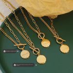 New Chain OT Buckle round Plate Pendant Clavicle Chain 18K Gold Plating Hip Hop High Street Necklace