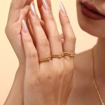 Ring 3A Super Flash Zircon Ring Stainless Steel 18K Gold Plated Adjustable Ring Non-Fading