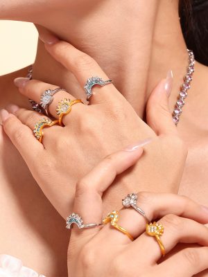 Sun and Moon Tonghui Zircon Ring Ultra-Fine Opening Adjustable Stainless Steel Rings Little Finger Ring