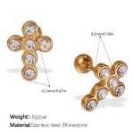 color: EH996WEG White Rhinestone Gold Stud Earrings