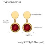 color: TXF513-Red Color Faceted Stone Gold Earrings