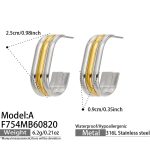 color: F754-C Shape Two-tone Gold Earrings -A