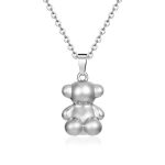 color: Sitting Bear Pendant Necklace Silver MS-285