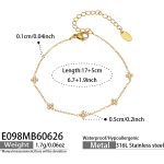 color: E098-Inlaid Zircon Gold Bracelet -17+5cm