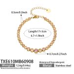 color: TXE610-Pink Zircon Gold Bracelet -17+5cm