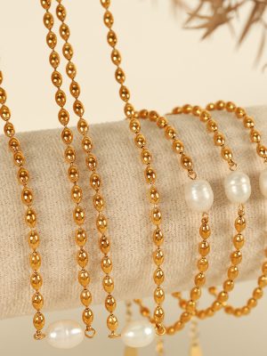 Necklace Women's Pearl Light Luxury Design Personality All-Match Stainless Steel Gold-Plated Jewelry Women's