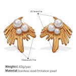 color: EH630WEG White Bead Gold Earrings