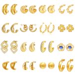 Geometric Stainless Steel Earrings Women's Advanced Vintage Earrings All-Match 18K Plated