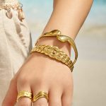 Stainless Steel Plated 18K Gold Water Drop Design Color Retaining Bracelet Advanced Female Accessories Bracelet