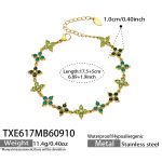 color: TXE617-Green Zircon Gold Bracelet -17.5+5cm