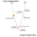 color: TXP274-Pink Color Cube Gold Necklace 81+5cm