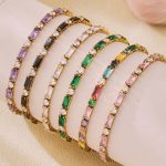 Color Zircon Color Matching Bracelet Stainless Steel 18K Gold Plating Bracelets Spring and Summer All-Match Accessories