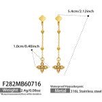 color: F282-Khaki Color Zircon Gold Earrings
