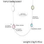 color: TXP273-Mixed Color Drop Steel Color Long Style Necklace 82+5cm