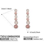 color: TXF610-Pink Zircon Steel Color Earrings