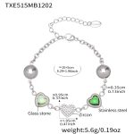 color: TXE515-Green Color Glass Stone Steel Color Bracelet 16+5cm