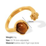 color: JZ84 US Size 7# Tiger Eye Gold Ring