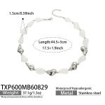 color: TXP600-White Resin Steel Color Necklace -44.5+5cm