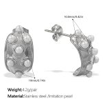 color: EH1134WES White Bead Silver Earrings