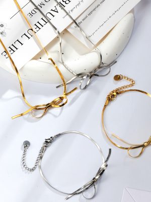 Bowknot All-Match Ins Cold Bracelet Women's Design Light Luxury and Simplicity Pendant Necklace